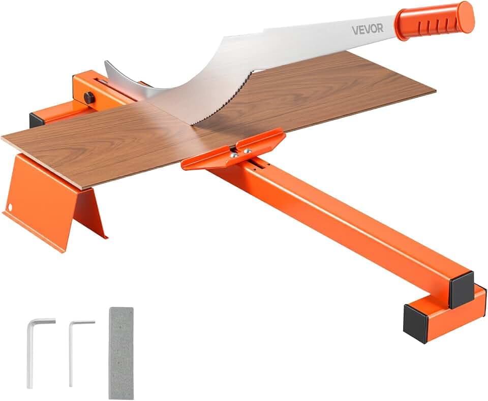 VEVOR Vinylschneider 304,8 mm, Laminatschneider 10 mm Schnittstärke, mit Schnittwinkelanschlag, Gummigriff, Abziehstein, D2-Stahlklinge zum Schneiden von Laminat, Vinyl, Heimwerkerbedarf