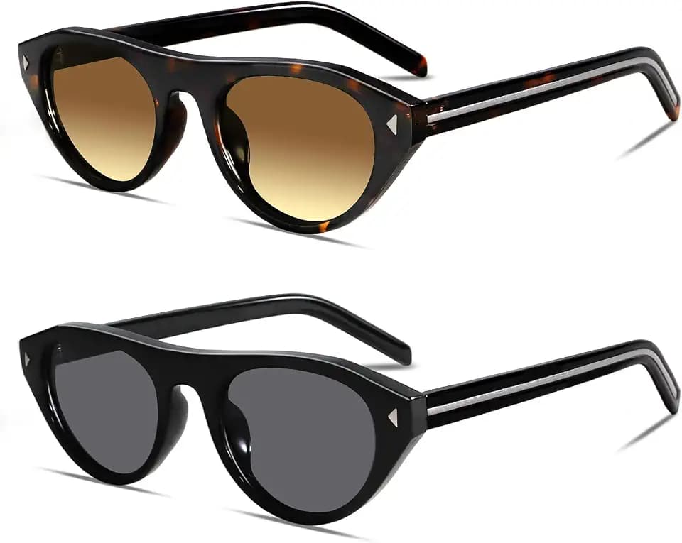 TYA Retro Oval Sunglasses for Women Men Vintage Cat Eye