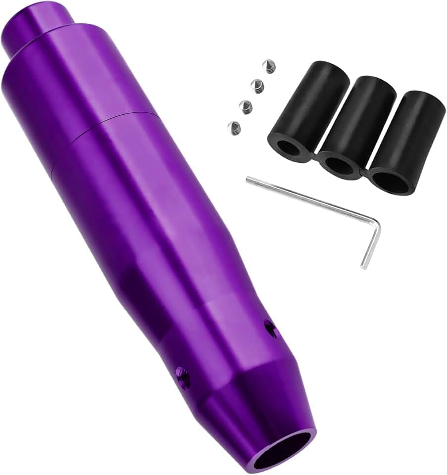 Automatic Shift Knob with Push Button, 5.7" Long Aluminum Alloy Car Shifter Lever Handle with Adapters, Heavy Weighted Gear Head for Most Auto Transmission Vehicles (Purple)