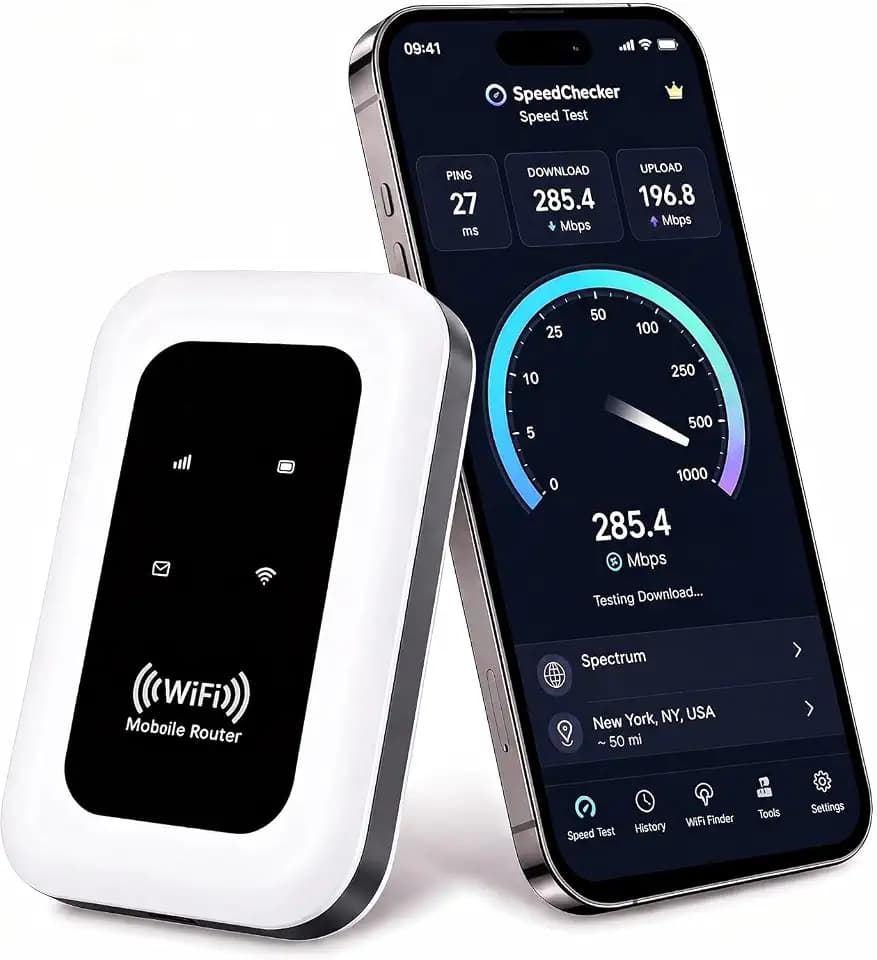 4G LTE Mobile WiFi Hotspot Unlocked, Portable Travel Router with SIM Card Slot,3000 mAh Battery,Connects 10 Devices,Qualcomm Chipset,for Camping, Road Trips & Remote Working
