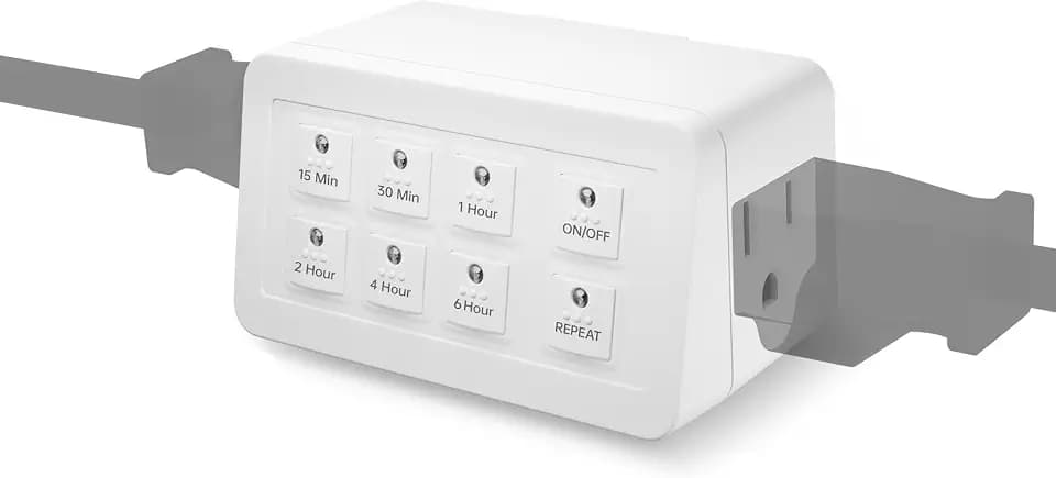 BN-LINK Indoor Countdown Timer with Repeat Function, 2-Outlets, 3-Prong