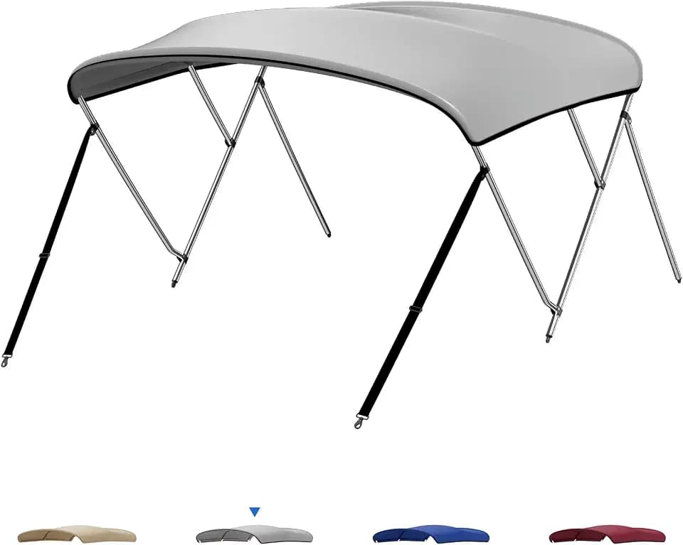 KEMIMOTO Bimini Top Bootsabdeckung Sonnenverdeck, Bootsverdeck Sonnendach Sonnensegel Sonnenschutz, Grau, 182 * 185-198 W * 116 H cm