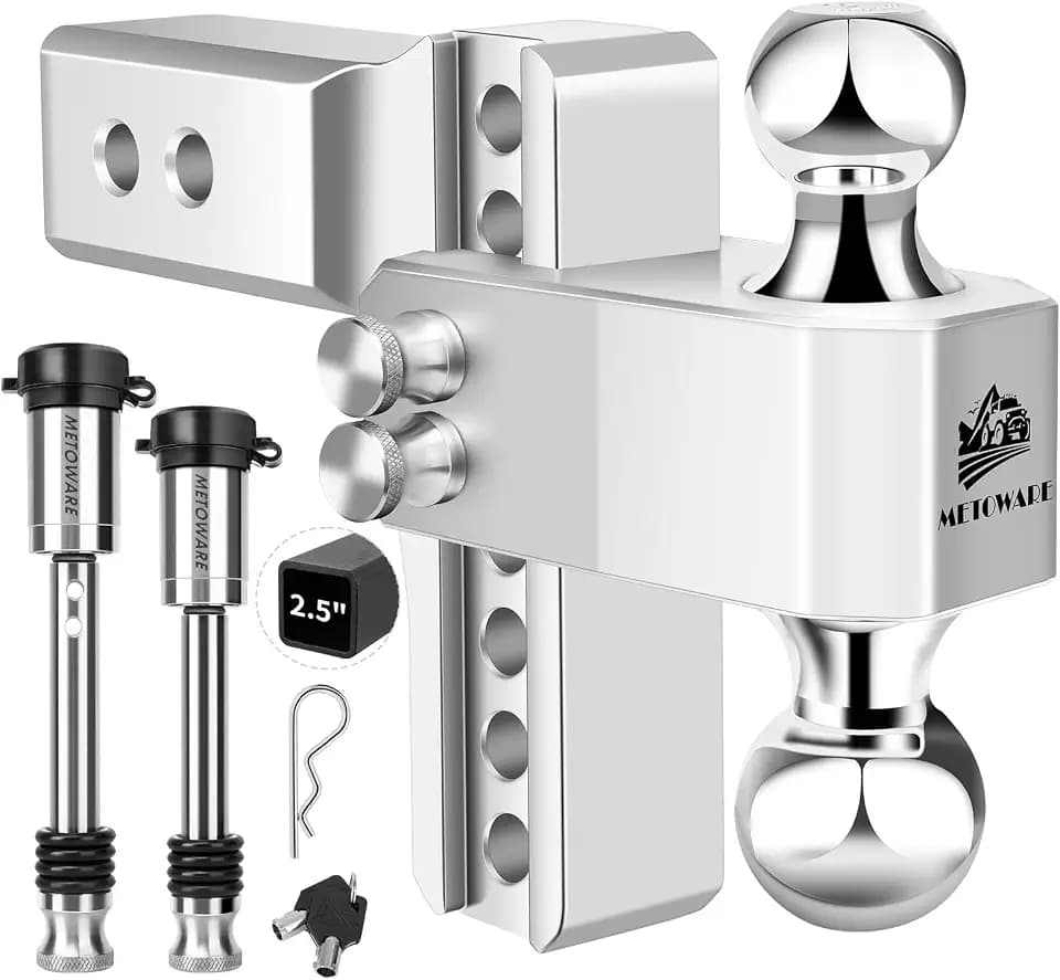 METOWARE 2.5'' Aluminum Adjustable Trailer Hitch, 6'' Drop/Rise,18K GTW