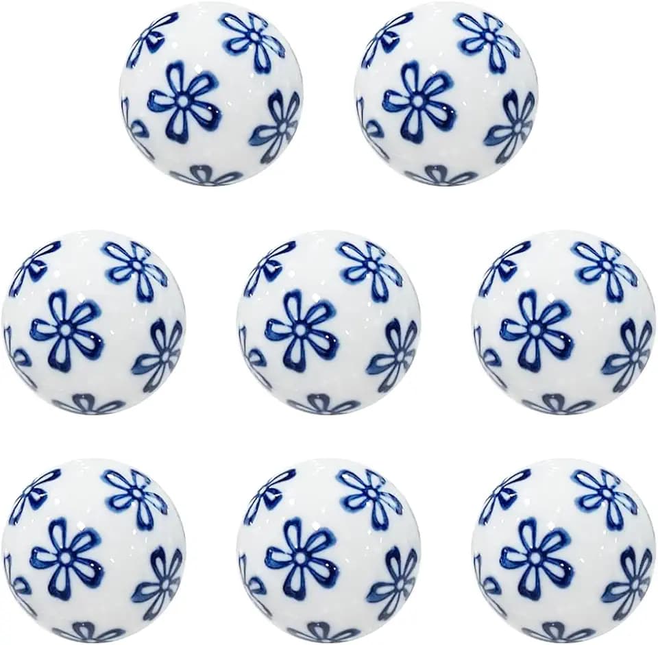 OLYCRAFT 8Pcs Blue and White Porcelain Balls Random Porcelain Balls