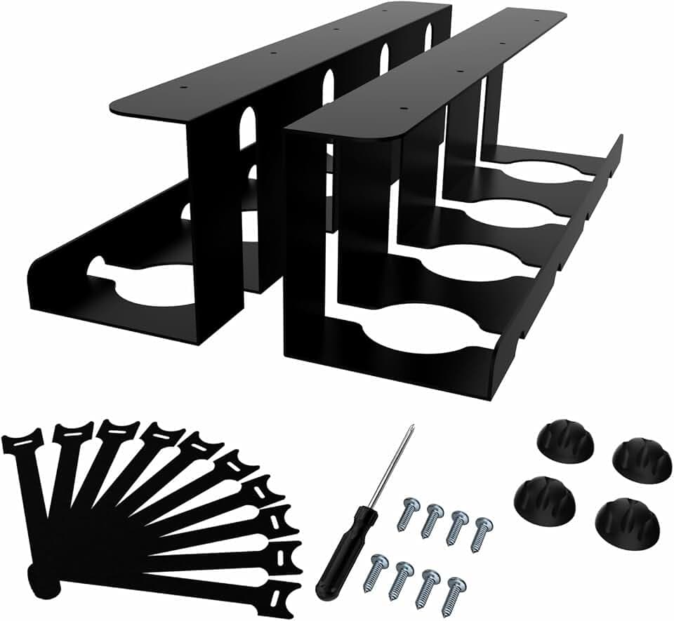 2er Set Kabelkanal für Schreibtisch, Kabelversteck aus Edelstahl