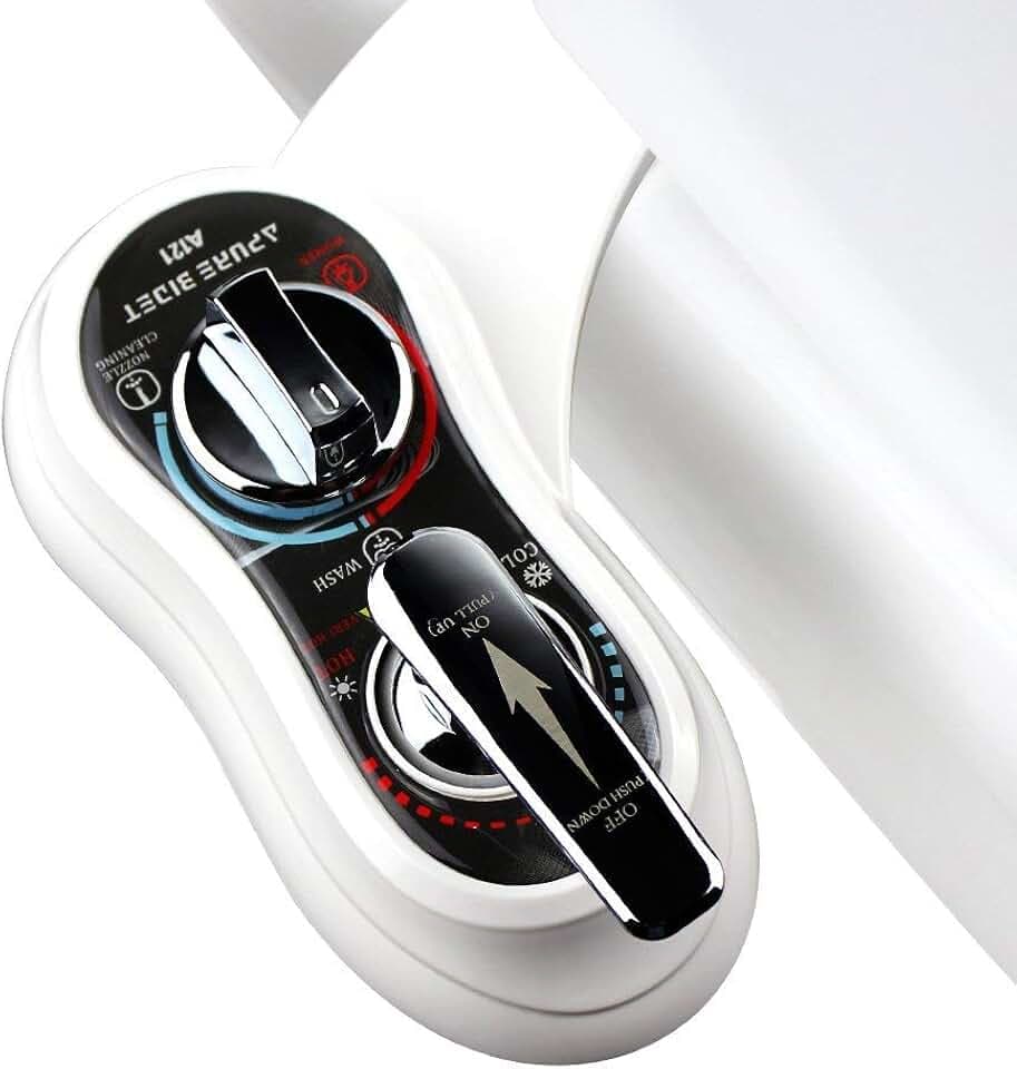 APURE BIDET A121 Warm- und Kaltwasser-Bidet-Aufsatz für WC-Sitz, Doppeldüse, Rücken- und Damenwäsche, selbstreinigend, einstellbarer Wasserdruck, nicht elektrischer Bidet-Toilettensitzaufsatz