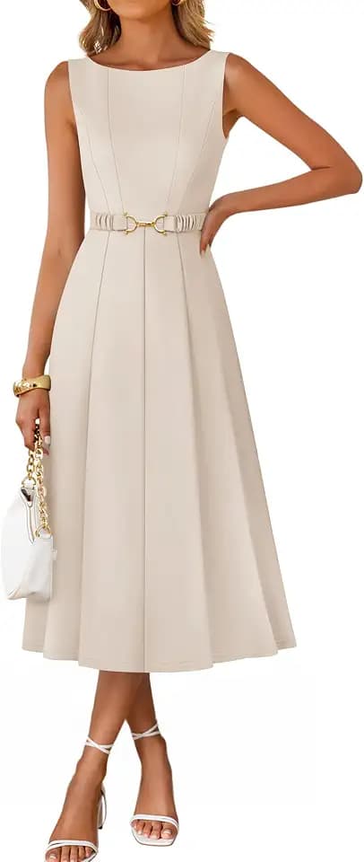 ZESICA Women's Summer Sleeveless 2026 Formal Cocktail Party Midi Dresses
