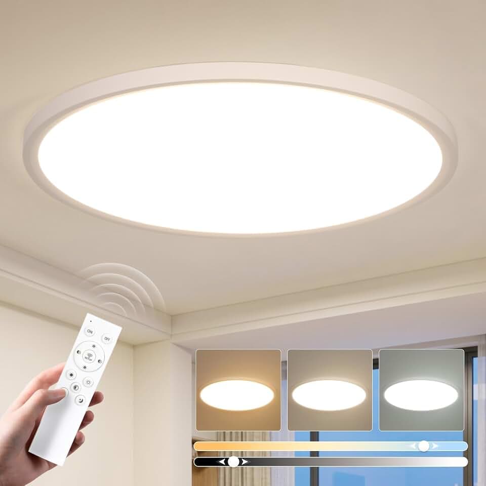 EASY EAGLE LED Deckenleuchte Dimmbar mit Fernbedienung, 60CM 60W Rund Weiß