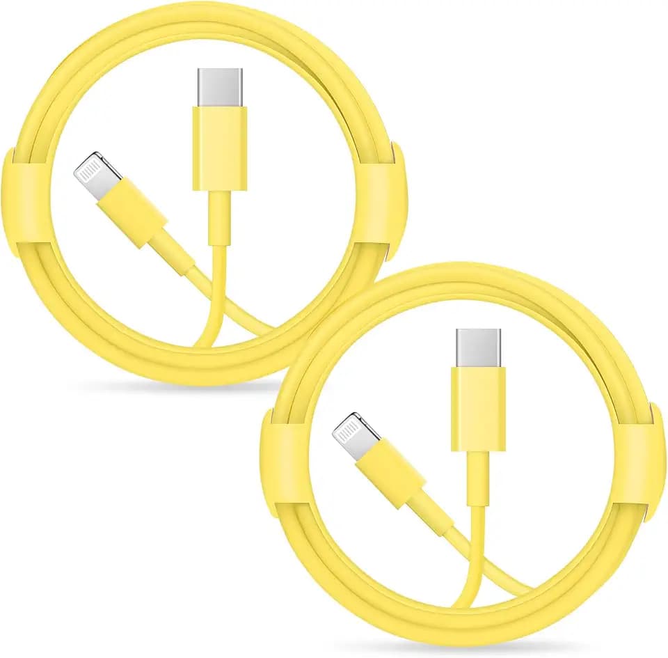 iPhone Fast Charger Lightning Cable [MFi Certified] 2-Pack USB-C to Lightning Cable (6.6Ft) Fast Charging Compatible with iPhone14/14 Plus/14 Pro/14 Pro Max/13/13pro/12/12 Pro/12 Pro Max(Yellow）