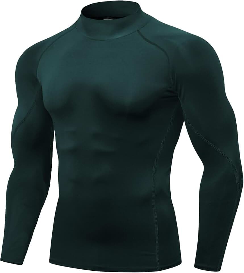 Yuerlian Kompressions-Oberteil für Herren, langärmelig, schnelltrocknend, Sportunterhemden, Workout, Training, Fitness, Top, Rollkragen