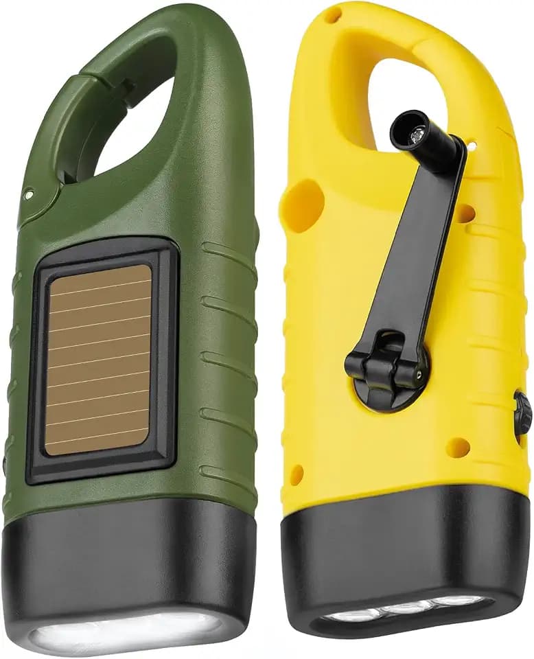 PRUNUS 2-Stück LED Taschenlampe Kurbel Notfall,Solar Taschenlampe Aufladbar