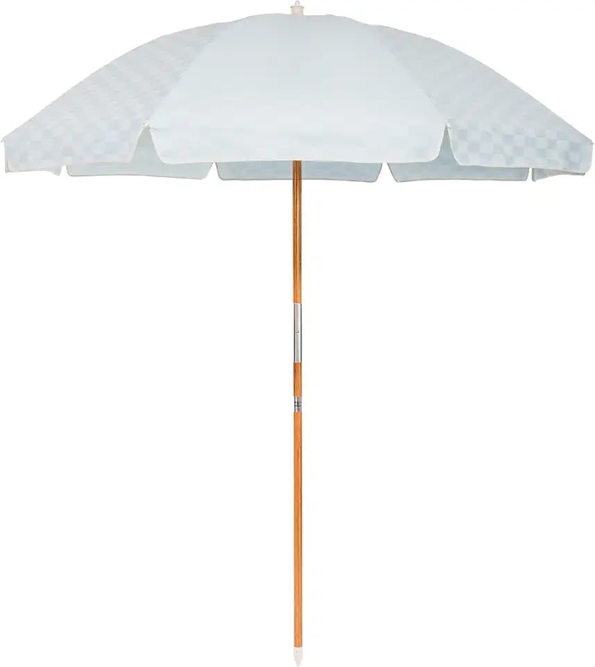 Business & Pleasure Co. Rio Umbrella Scalloped Brim For Beach, Patio or Picnic - 6' Boho Beach Umbrella, 7' Tall Wood Pole, UPF 50+