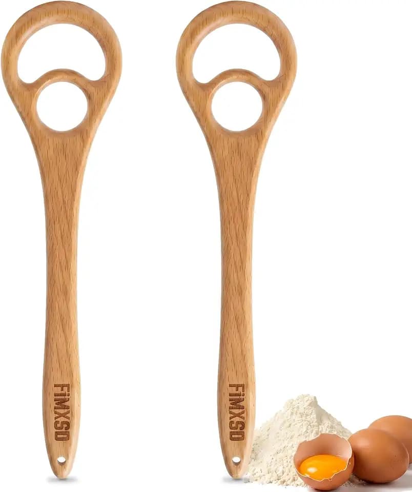 2 Pack Wooden Danish Dough Whisk, 12.6" Handcrafted Dutch Bread Whisk, Seamless & Easy to Clean Sourdough Whisk for Pizza, Batter & Professional Baking