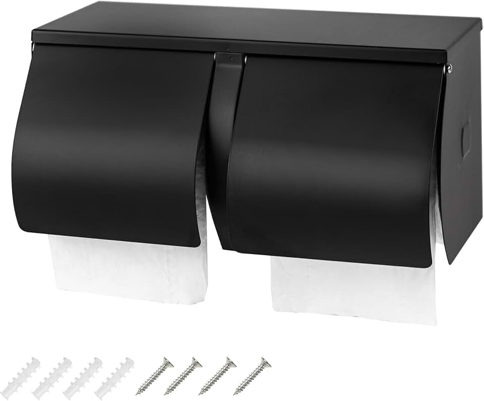 Desyeryamimi Double Roll Toilet Paper Holder Dispenser with Shelf Storage
