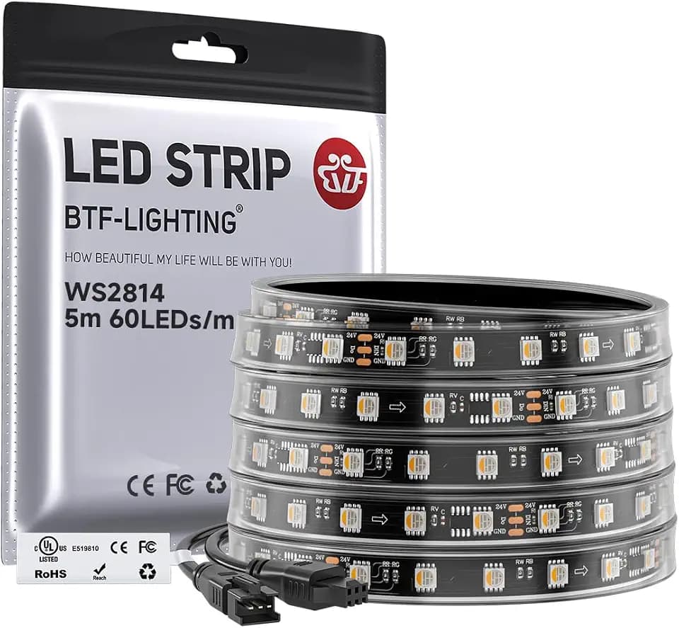 BTF-LIGHTING WS2814 IC RGBW RGB+Cool White UL Listed,DC24V 16.4FT 60LED/m