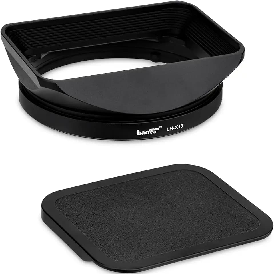 Haoge LH-X18 Bayonet Square Metal Lens Hood Shade with Cap for Fujifilm XF16-55mmF2.8 R LM WR II Fuji Fujinon XF 16-80mm F4 R OIS WR Lens