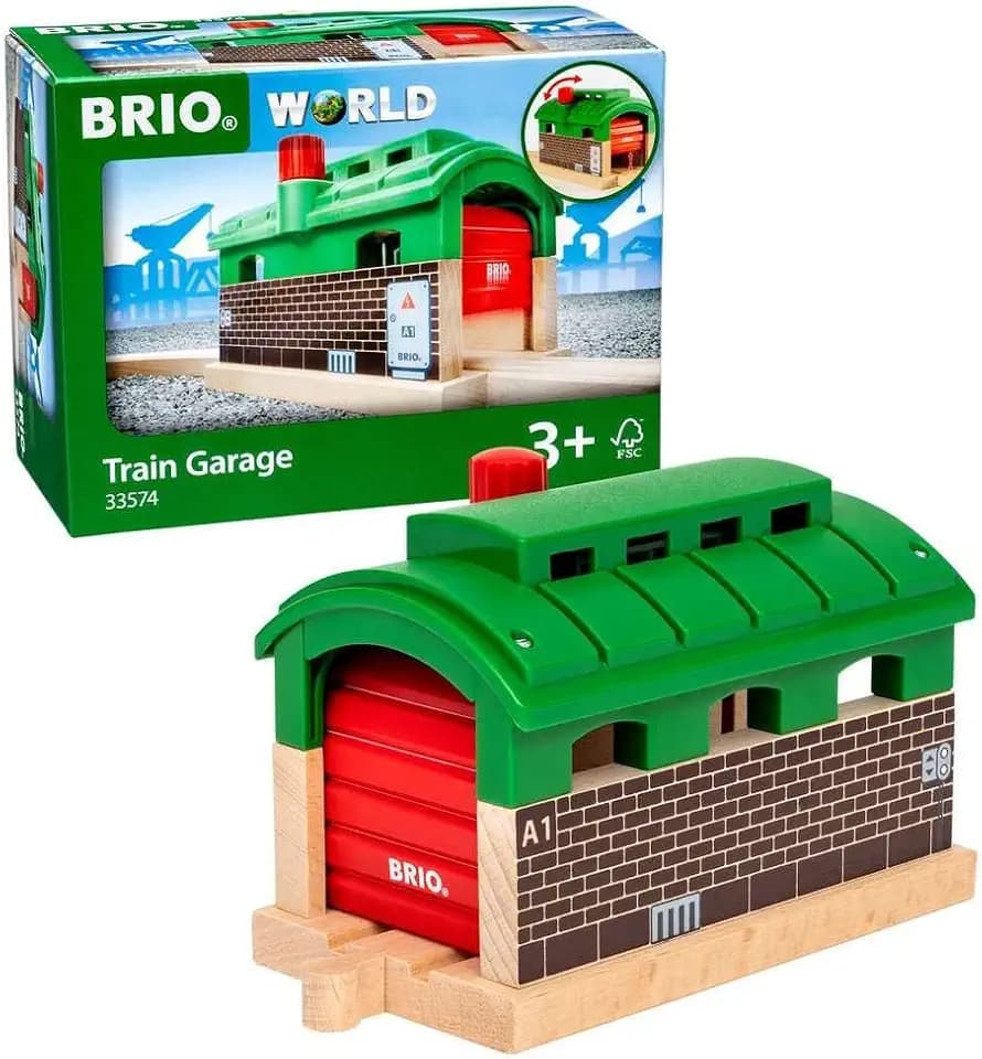 BRIO World 33574 - Train Garage - 1 Piece Wooden Toy Train Accessory for Kids Age 3 and Up