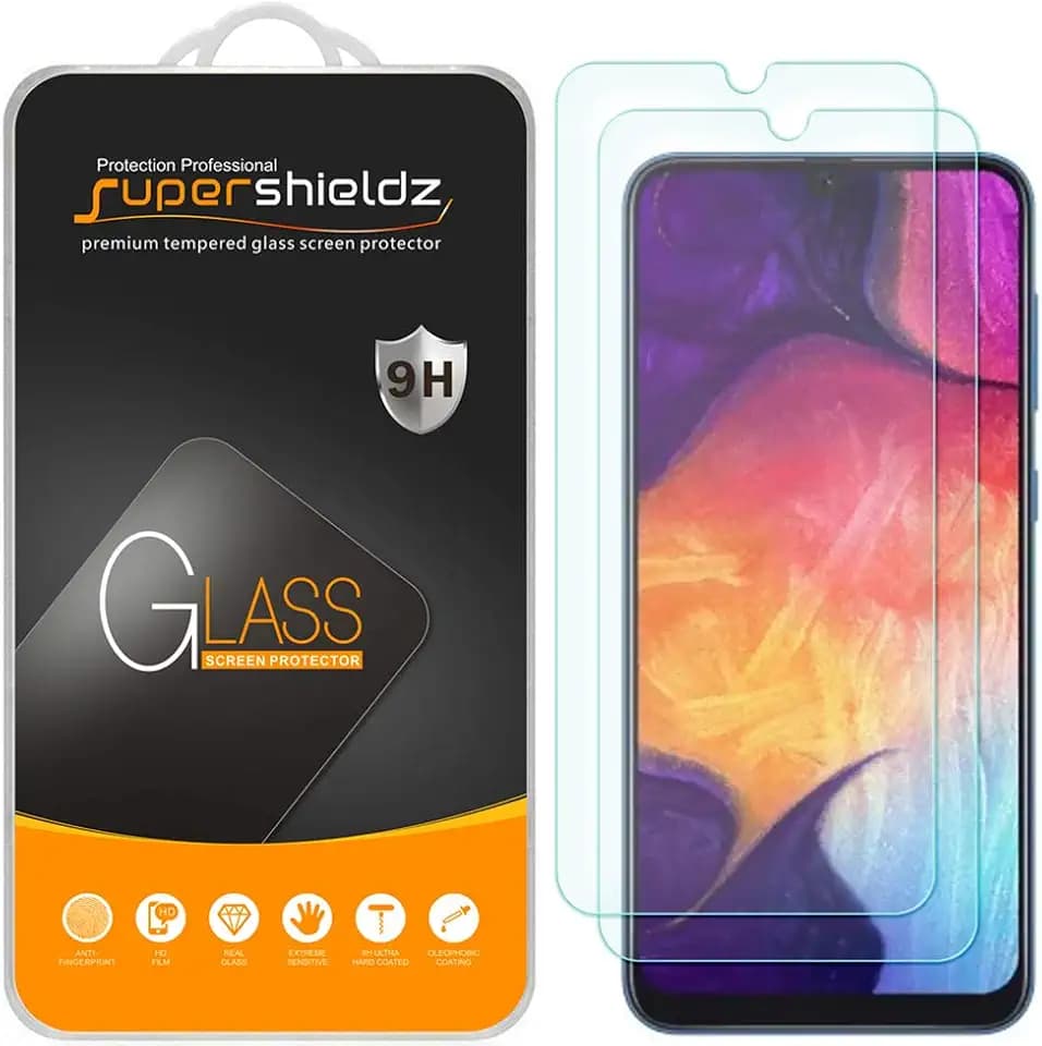 Supershieldz (2 Pack) Designed for Samsung Galaxy A50 Tempered Glass Screen Protector, Anti Scratch, Bubble Free