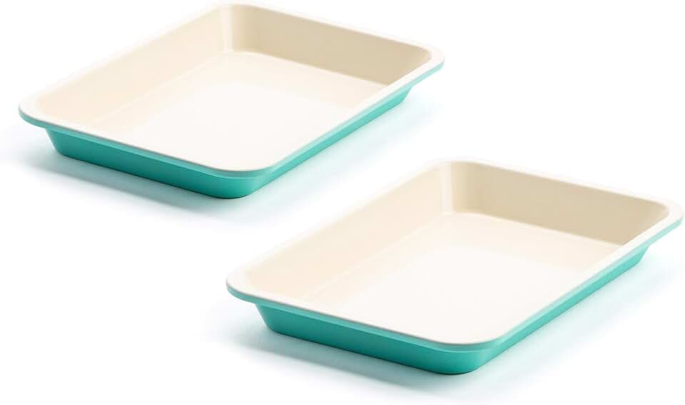 GreenLife Gesunde Antihaftbeschichtung aus Keramik, 2-teiliges Backblech-Set, 33 cm x 23 cm, PFAS-frei, spülmaschinenfest, backofenfest, türkis