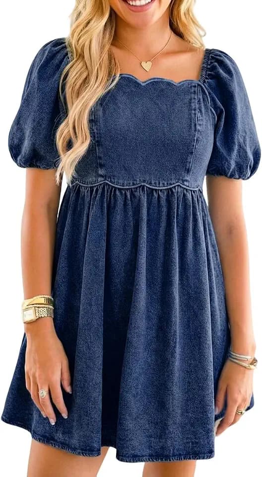 Denim Dress for Women Western Jean Babydoll Country Concert Outfits