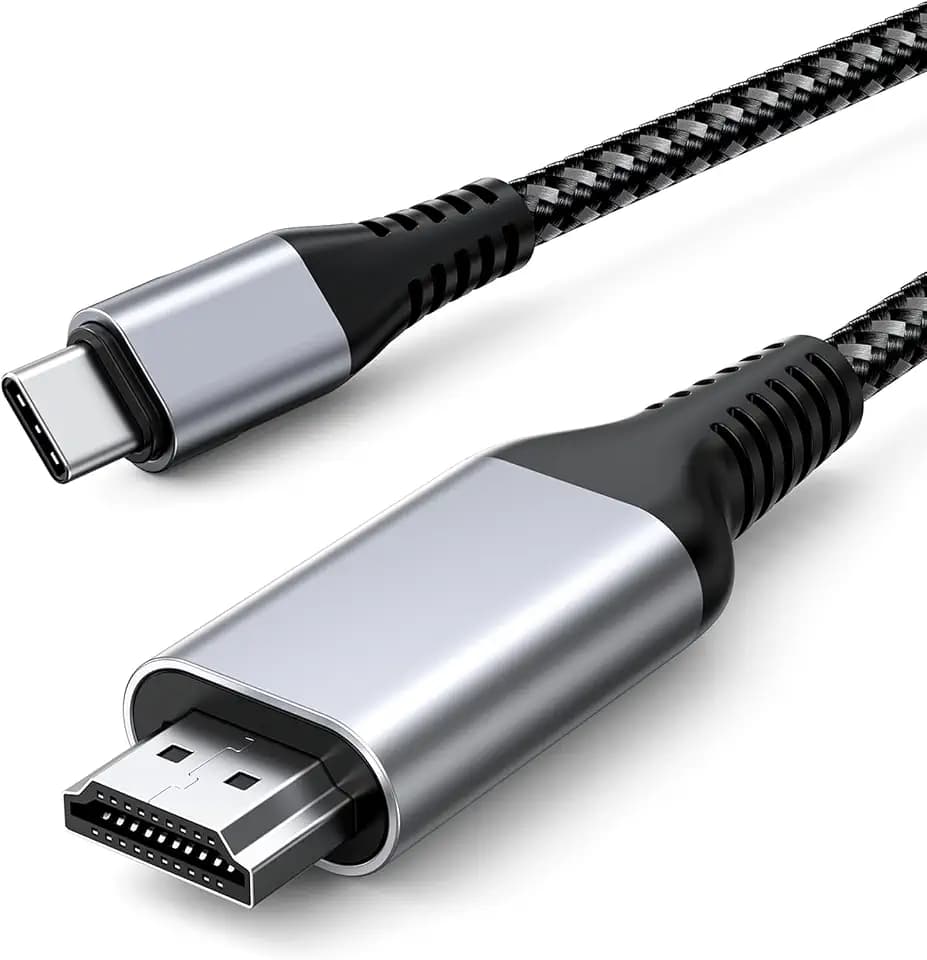 USB C to HDMI Cable for Home Office 6.6FT (4K@60Hz), Thunderbolt 4/3 to HDMI Cord Compatible with iPhone 17/16 Pro/Max, MacBook Pro/Air, iPad Pro, Surface Book 2, Galaxy S24