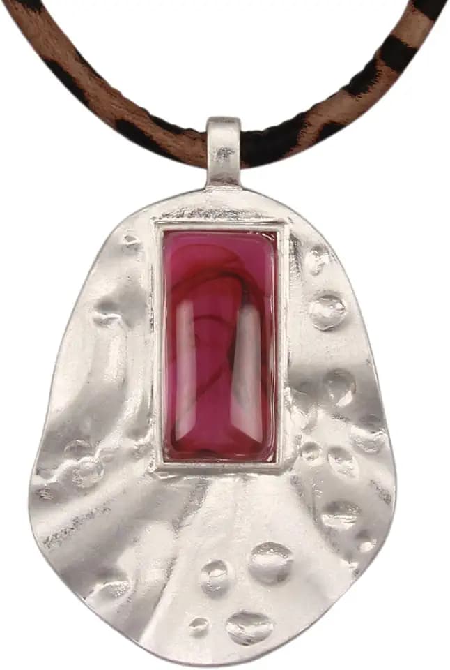 GelConnie Leather Necklaces Turquoise Long Boho Necklaces for Women Brown Chunky Circle Pendant Chocker Necklace Gold Sweater Necklace