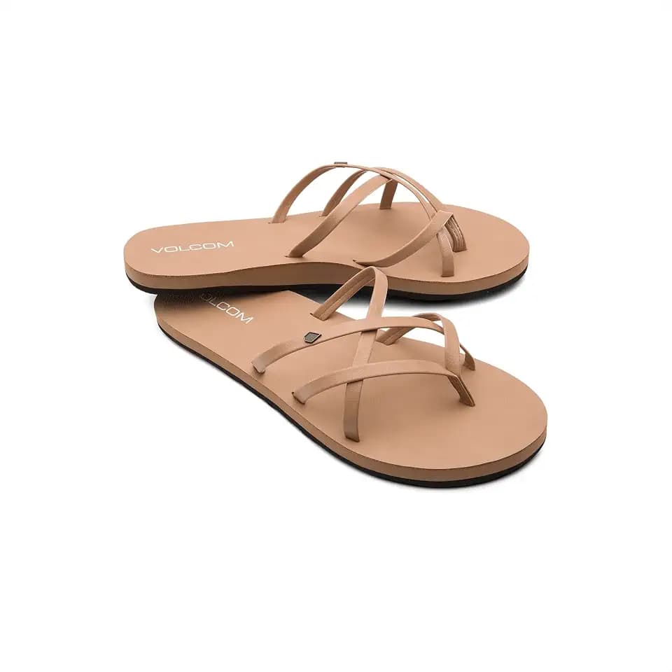 Volcom Women's New School Strappy Flip Flop Flat Slide Sandal