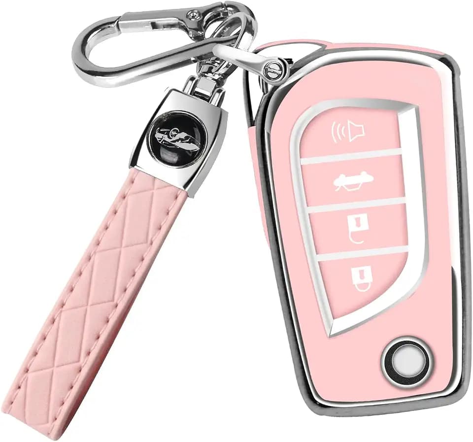 QBUC for Toyota Flip Key Fob Cover，4 Buttons Full Protection Soft Case