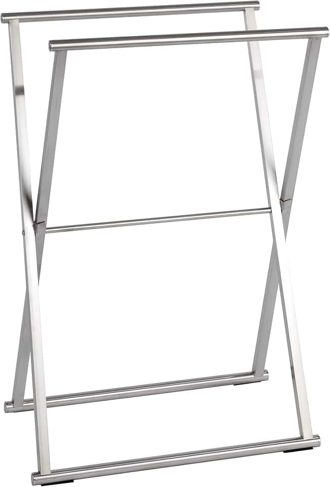 WENKO Handtuchständer Lava Edelstahl - Kleiderständer, klappbar, Edelstahl rostfrei, 53.5 x 80.5 x 35 cm, Glänzend, 80.5 x 35 x 53.5 cm