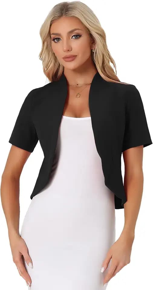 Allegra K Damen Business Casual Kurzarm Blazer Shrug Jacket