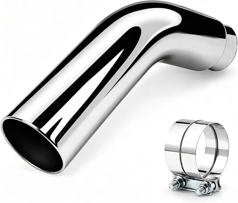 Universal 4 to 6 Inch Exhaust Elbow with Clamp, Chrome & Black Spraying Diesel Exhaust Tip for Trucks and Cars
