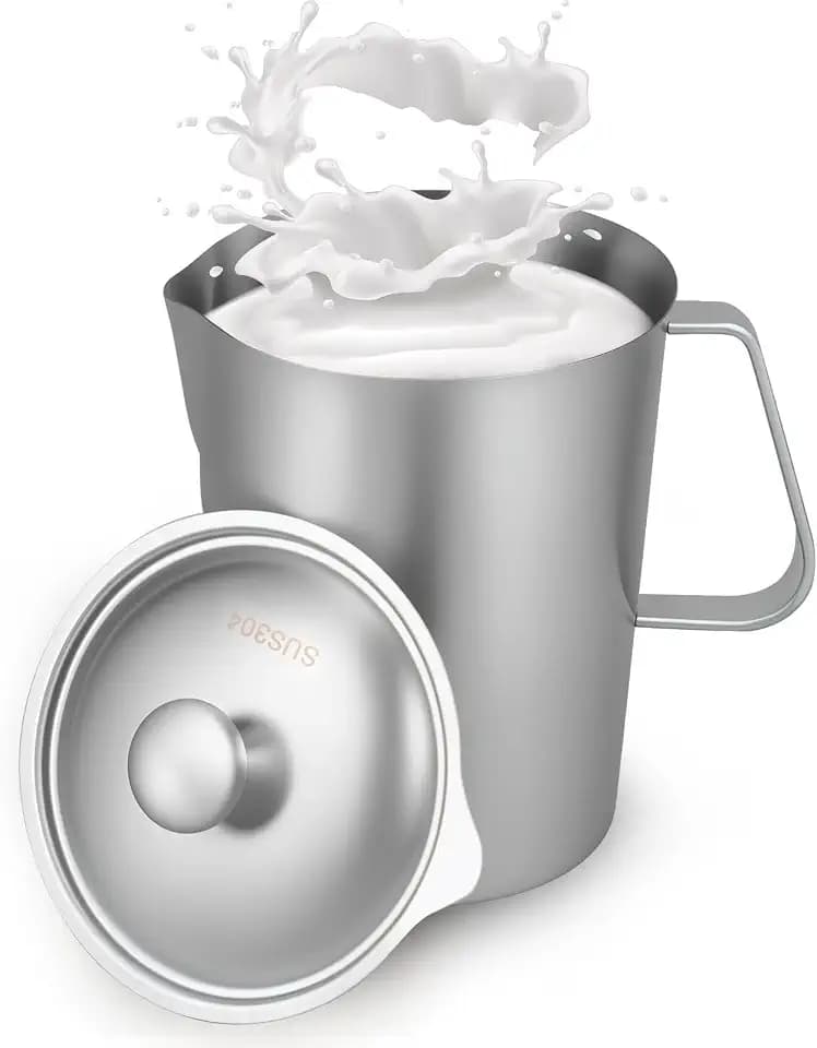 Messbecher Edelstahl 2L mit Feinskala Griff Milchkännchen Edelstahl mit Anti-Tropf-Ausguss BPA-frei Milch Pitcher für Zuhause Küche Restaurant Café Bar Teehaus Konferenzräume