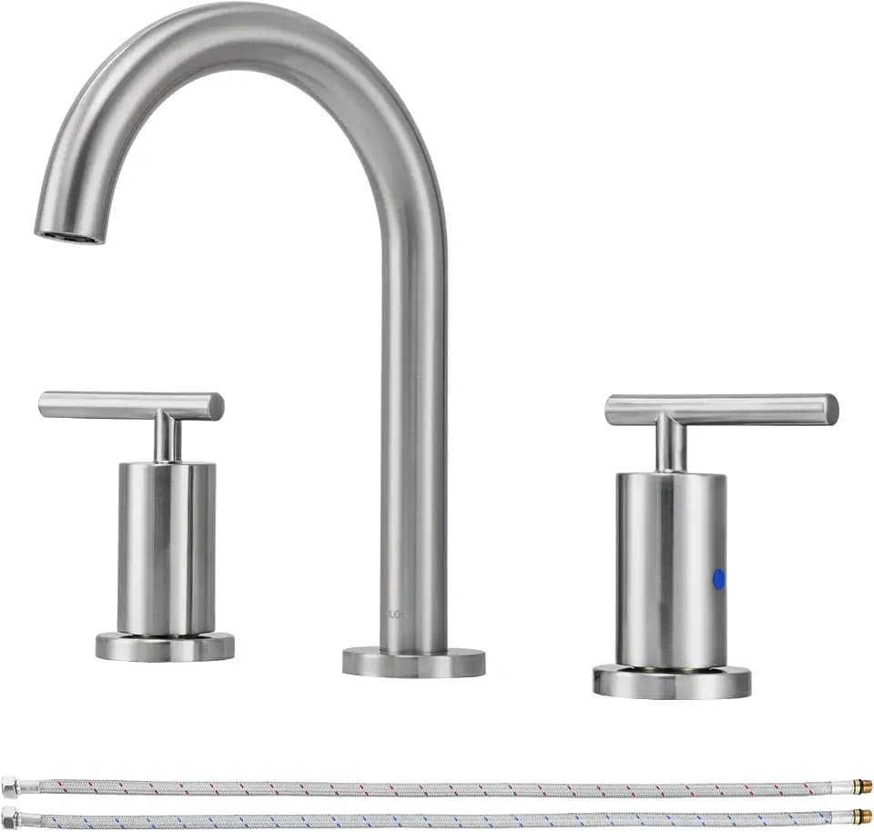PARLOS Widespread 8 Inch Bathroom Sink Faucet 3 Hole, Brushed Nickel