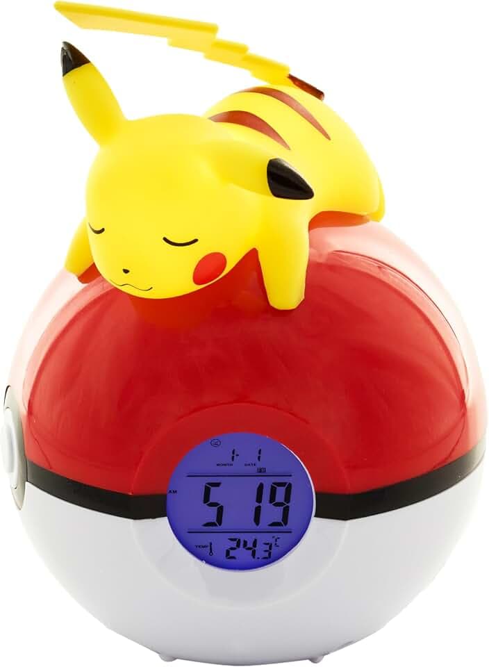 Teknofun - Pokemon Pikachu Light Up FM Alarm Clock - Radio Wecker (ca 16cm) - 811354, Gelb, Rot