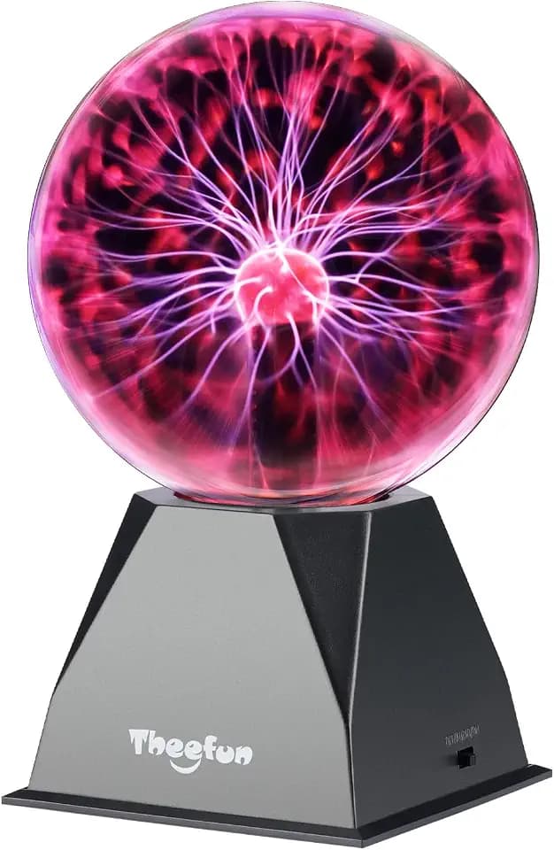 Theefun 6 Zoll Plasmakugel, Magische Plasma Kugel Zauberkugel Berührung & Sound Aktivierte Leuchtlampe Pädagogisches Physik Plasmalampe für Weihnachten Geschenk, Partys, Dekorationen (Rot)