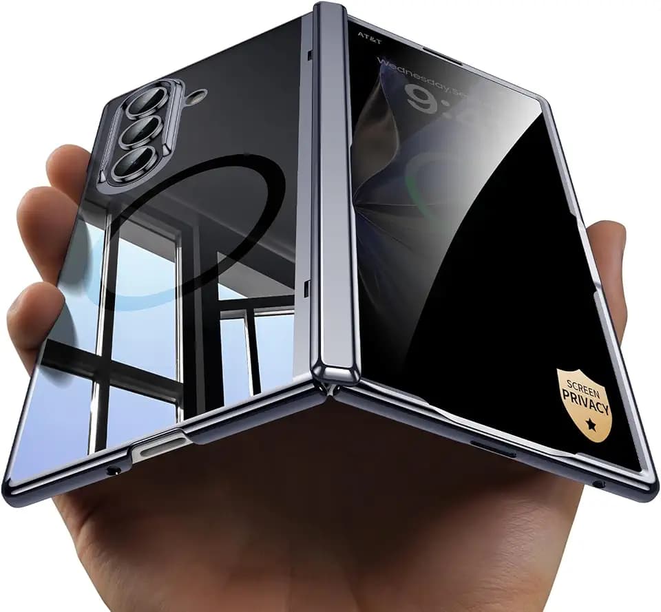 for Z Fold 7 Case Clear with Privacy Screen Protector [Hinge Protection],[Fit for Magsafe],Slim Camera Protection Magnetic for Samsung Galaxy Zfold 7 Case Black