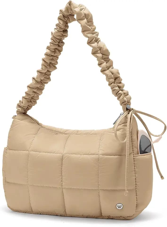 WESTBRONCO Medium Puffer Crossbody Bags for Women Nylon Shoulder Bag Quilted Hobo Bag Women's Handbags with Adjustable Strap