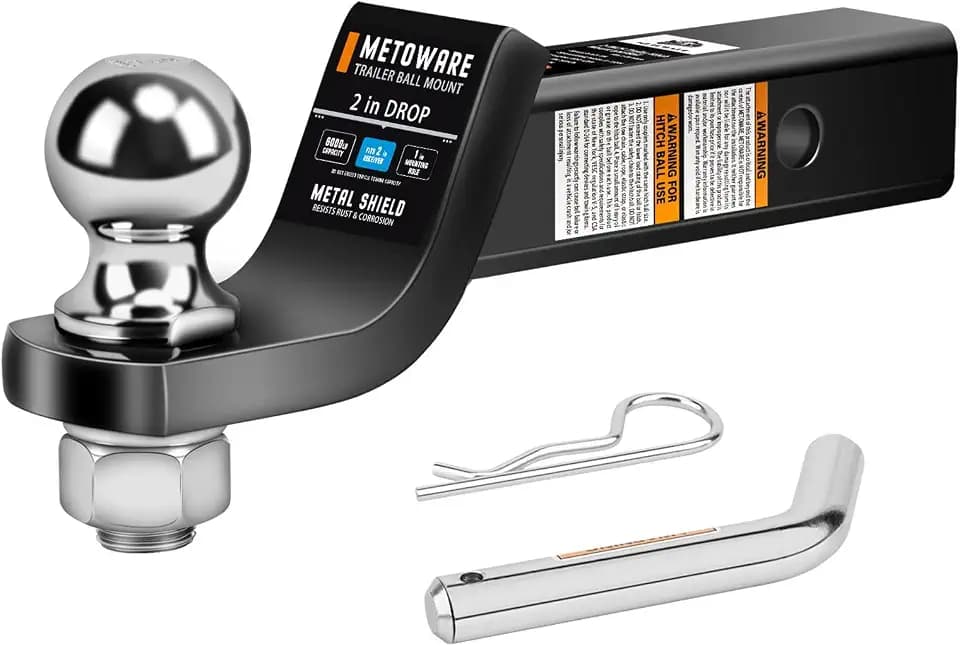 METOWARE Trailer Hitch Ball Mount 2" Drop Fits 2" Receiver, 6000Lbs GTW