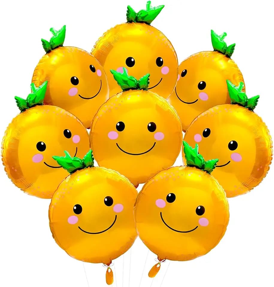 Cartoon Orange Citrus Balloon Cute Round Tangerine Decor Summer Citrus Party Supplies, 8 Pack Cute Fruit Tangerine Clementine Balloons Smile Mandarin Food Decoration For Birthday Baby Shower Wedding
