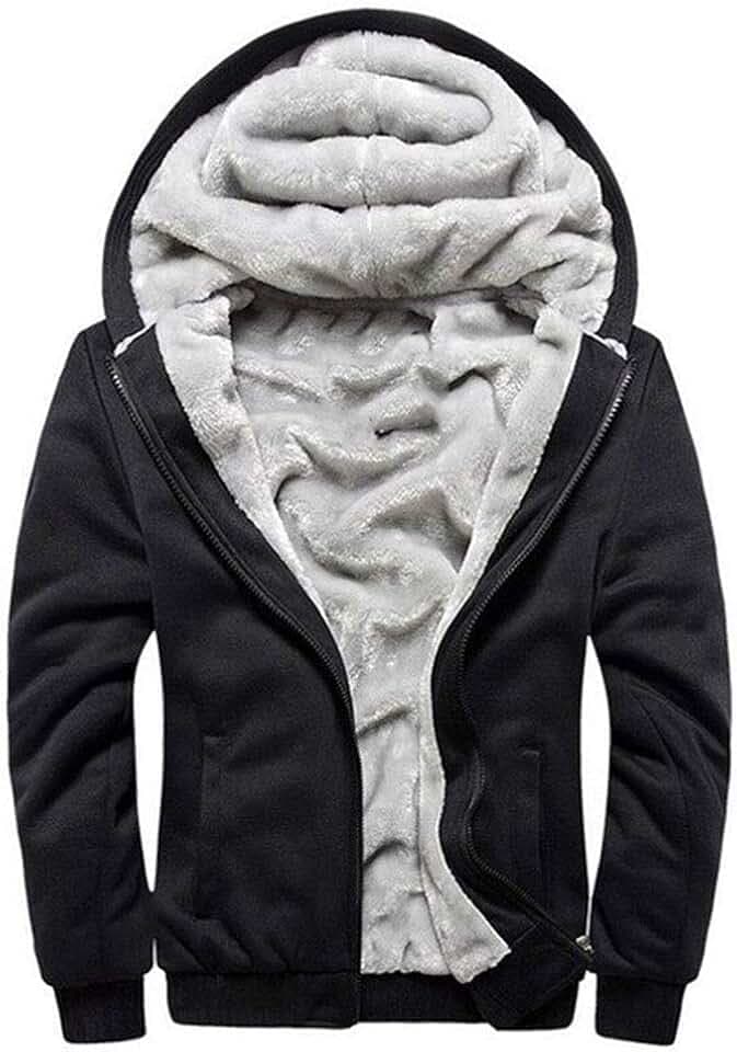 LBL Herren Pullover Winter Workout Fleece Hoodie Jacken Durchgehender Reißverschluss Wolle Warm Dicke Mäntel