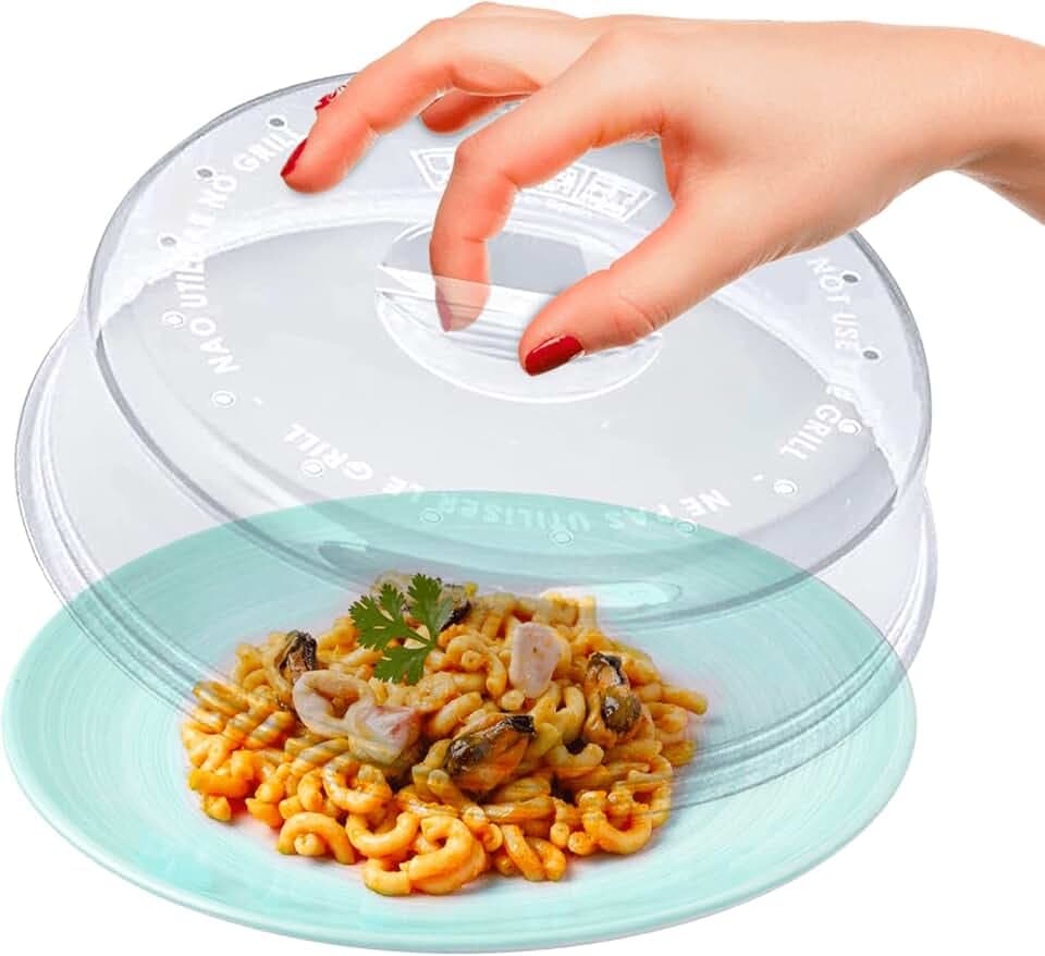 Mikrowellen Abdeckung 24 Cm – Abdeckhaube für Mikrowelle mit Dampfauslass, Lebensmittelecht, Hitzebeständig, Wiederverwendbar, 0% BPA