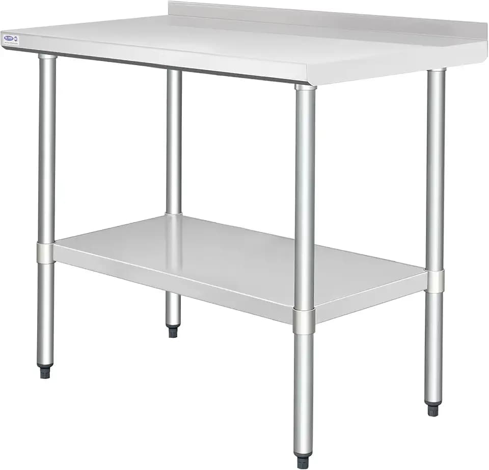 HARDURA Stainless Steel Table with Backsplash 24x48 Inches