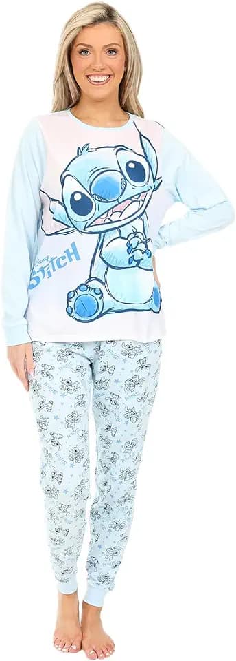 Disney Lilo and Stitch Damen-Pyjama-Set, Fleece, lang
