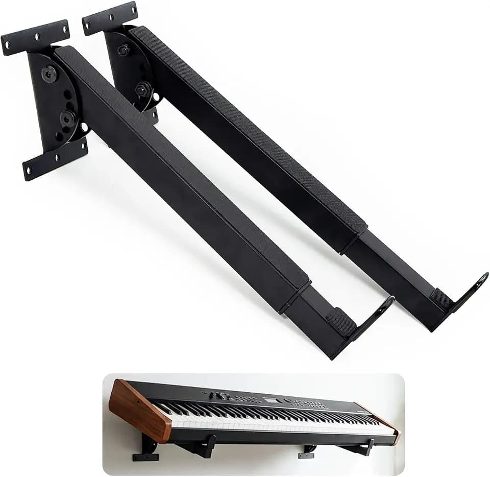 Keyboard Wall Mount Stand with Adjustable Angle, 13–20 Inch Adjustable Piano & Synth Wall Mount, Heavy-Duty Universal Synthesizer Brackets with Infinite Angle Adjustment, Secure Wall Mounted Stand for Home Studio
