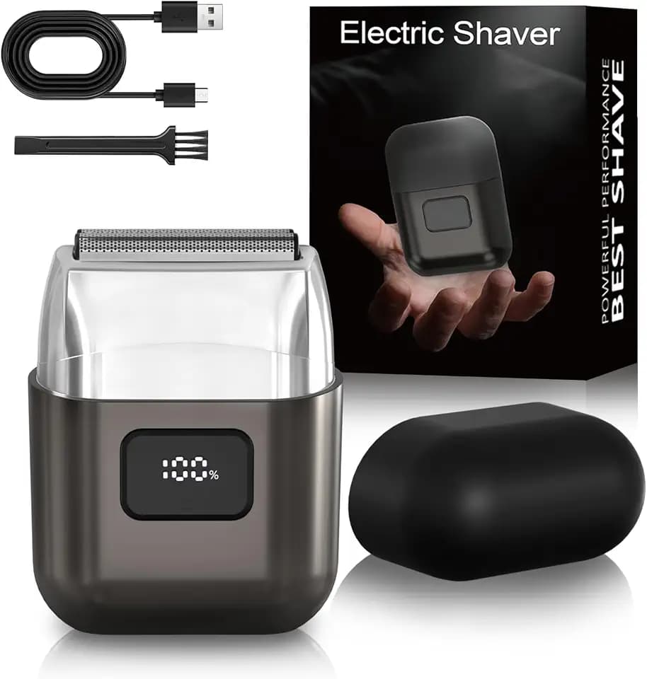 Electric Foil Shaver for Men, Mini Face Razor, 3 Floating Blades