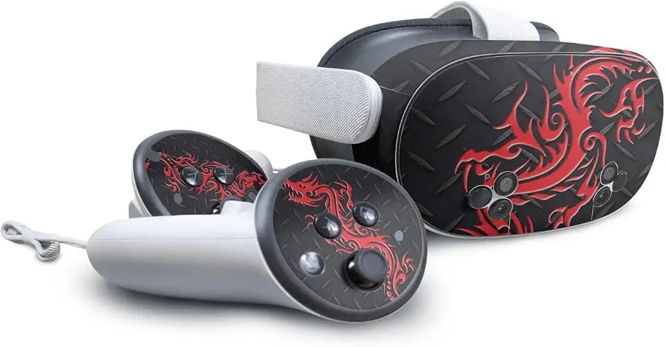 VR Skin Compatible with Meta Quest 3S - Red Dragon - Premium 3M Vinyl Protective Wrap Decal Cover - Easy to Apply | Crafted in The USA by MightySkins