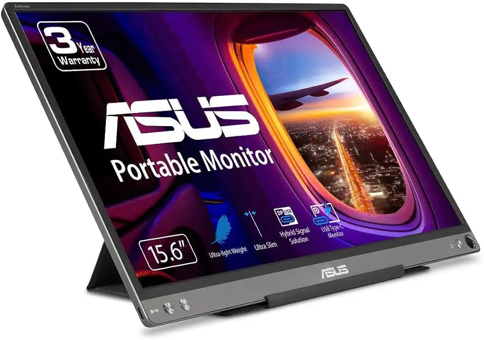 ASUS ZenScreen 15.6” 1080P Portable USB Monitor (MB16ACE) - Full HD (1920 x 1080), IPS, USB Type-C, Eye Care, Anti-Glare Surface, Lite Smart Case, External Screen for Laptop, 3-Year Warranty
