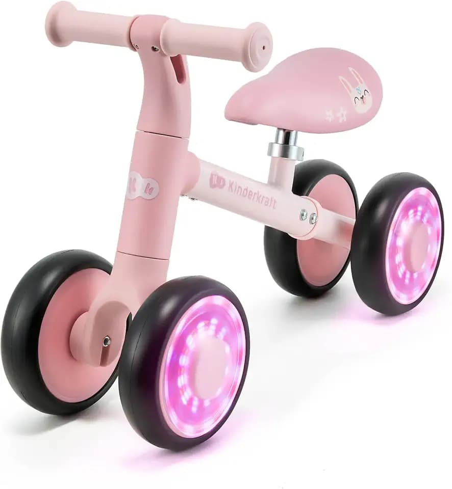 Kinderkraft Cutie Flash Laufrad, LED-Räder, ohne Pedale, ab 1 Jahr, Rosa