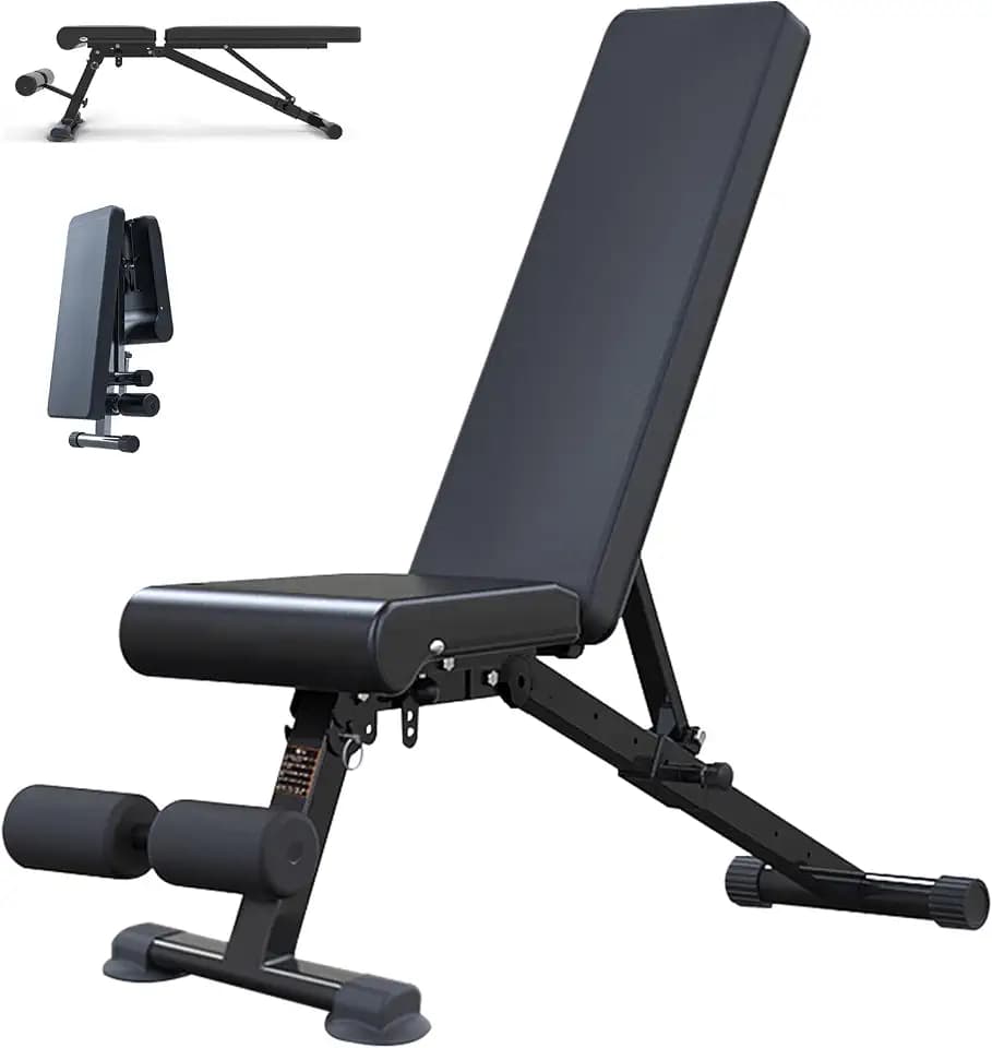 V303×6 Adjustable Weight Bench, Foldable Workout Exercise Bench with Automatic Lock for Upright Incline Decline and Flat Full Body Exercise, Black