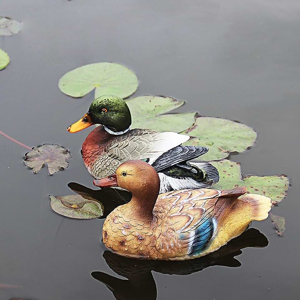 Zerodis Teiche Schwimmende Enten-Skulptur, Dekorative Garten-Teichfigur, Schwimmende Poolstatue für Hausgarten, Heroische Ausführung